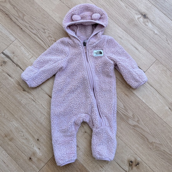 The North Face Other - The North Face pink fleece bunting one-piece bear suit 3-6 months